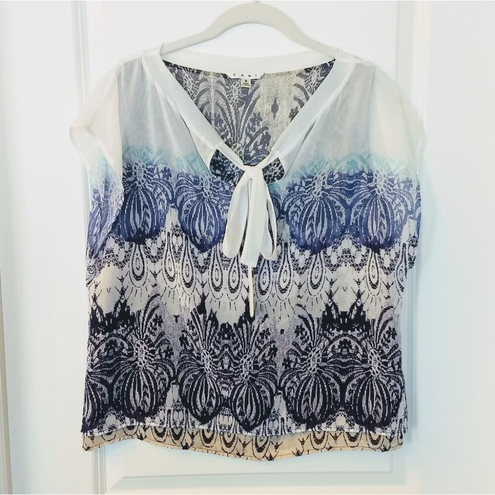 Women's Cabi Purple & Blue Flowy Blouse Size Small